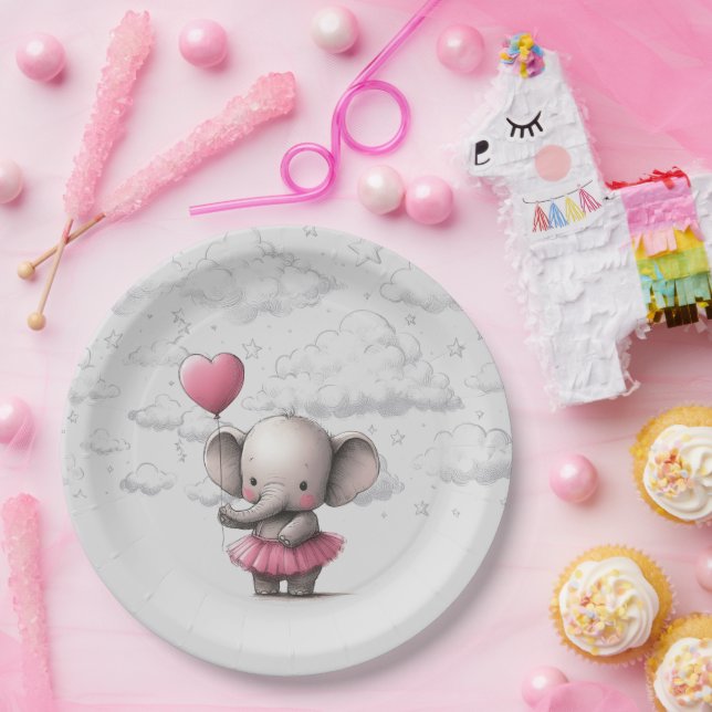 Assiettes En Carton Baby shower éléphant (Fête)