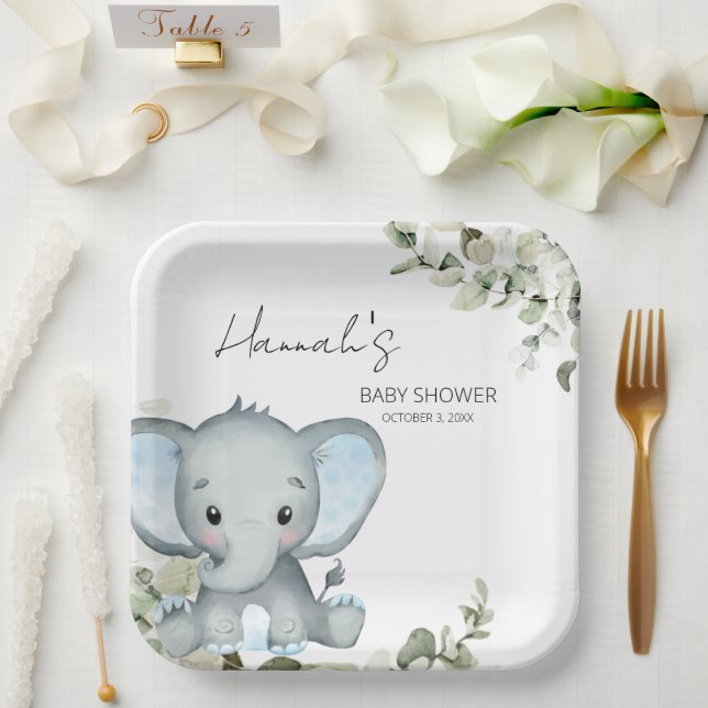 Assiettes En Carton Baby shower Elephant Boy (Mariage)