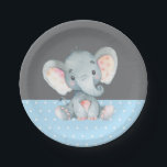 Assiettes En Carton Baby shower éléphant garçon bleu et gris<br><div class="desc">Baby shower éléphant garçon Plaque papier bleu et gris</div>