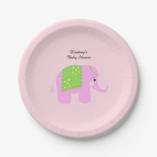 Assiettes En Carton Baby Shower Eléphant Indien Rose