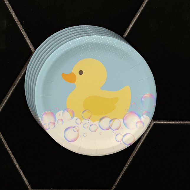 Assiettes En Carton Baby shower en caoutchouc Ducky Bubbles (Créateur téléchargé)