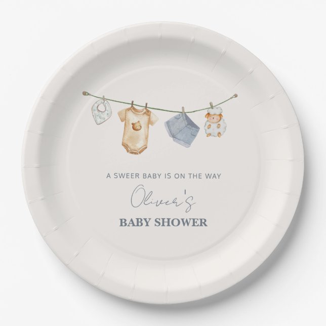 Assiettes En Carton Baby shower en ligne Boho simple (Devant)