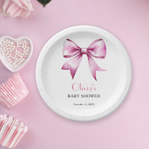 Assiettes En Carton Baby shower en ruban rose