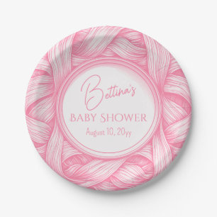 Assiettes En Carton Baby shower en ruban rose Coquette Bow Toile de Jo