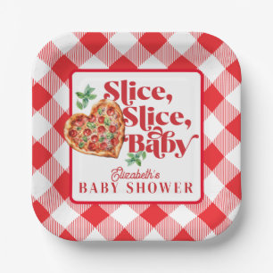 Assiettes En Carton Baby shower en tranche blanche rouge moderne