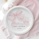 Assiettes En Carton baby shower En vichy Bow rose<br><div class="desc">Plaques de Baby shower de  de la Bow rose En vichy</div>