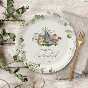 Assiettes En Carton Baby shower Enchanted Forest Woodland Animaux