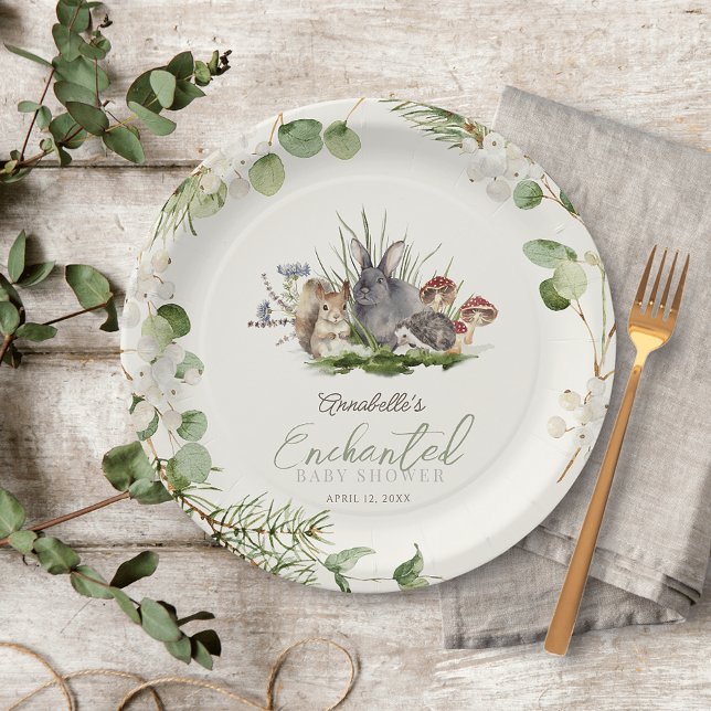 Assiettes En Carton Baby shower Enchanted Forest Woodland Animaux (Créateur téléchargé)