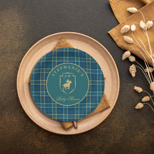 Assiettes En Carton Baby Shower Équestre Polo Classique à Carreaux Tar