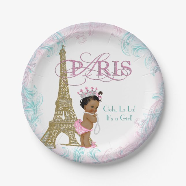 Assiettes En Carton Baby shower Ethnic Paris (Devant)