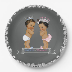 Assiettes En Carton Baby shower Ethnic Prince Princess Chalk