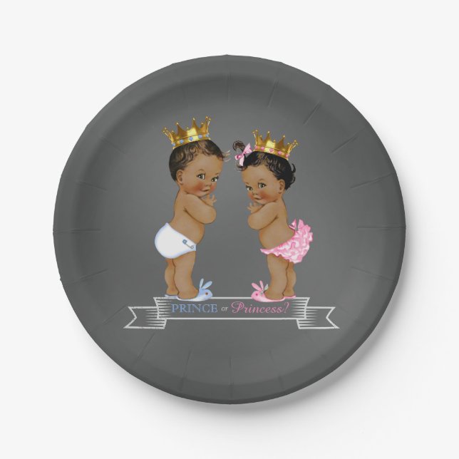 Assiettes En Carton Baby shower Ethnic Prince Princess Chalkboard (Devant)