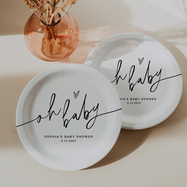 Assiettes En Carton Baby shower EVERLEIGH Oh Baby (Créateur téléchargé)