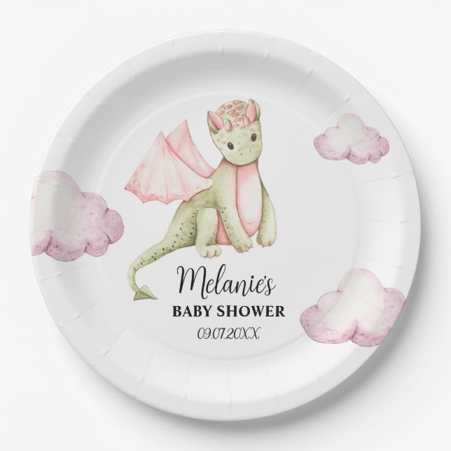 Assiettes En Carton Baby shower Fairytale Dragon (Devant)