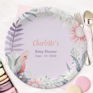 Assiettes En Carton Baby Shower Fantaisiste Fleur de Lavande pour Bébé