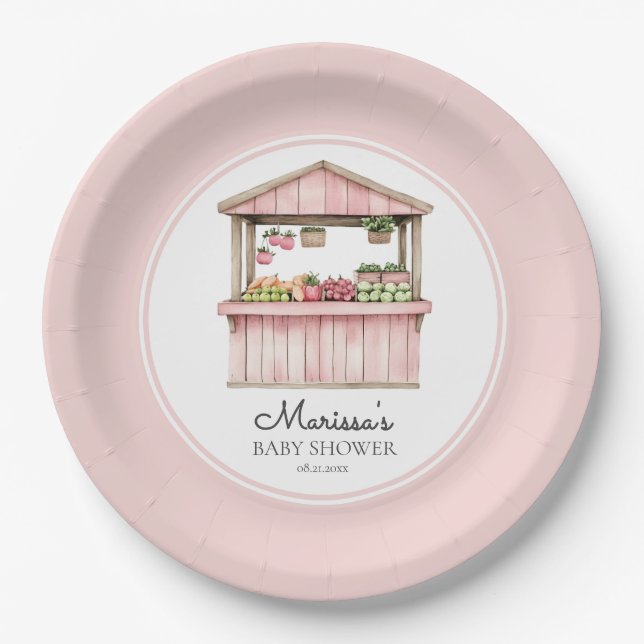 Assiettes En Carton Baby shower Farmers Market Girl (Devant)