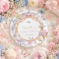 Baby Shower Fille Animaux de la Forêt Fantaisiste
