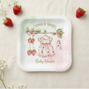 Assiettes En Carton Baby shower Fille Berry fraise