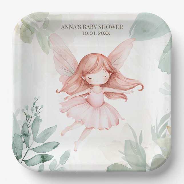 Assiettes En Carton Baby shower Fille Ginger Fairy (Recto)