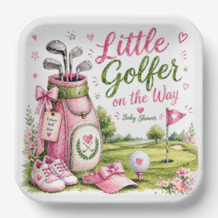 Assiettes En Carton Baby Shower Fille Golf Bébé golfeuse est en route