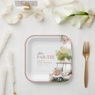 Assiettes En Carton Baby Shower Fille Golf Let's Par-tée