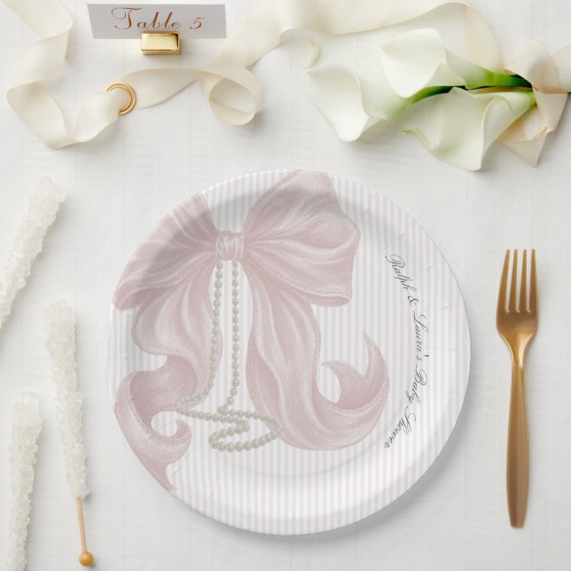 Assiettes En Carton Baby Shower Fille Perle Arc (Mariage)