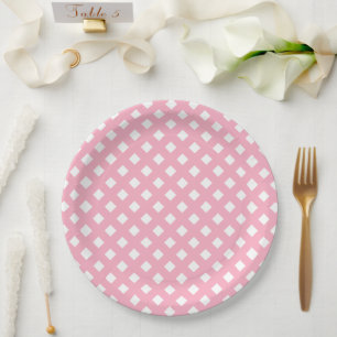 Assiettes En Carton Baby shower fille rose et blanc