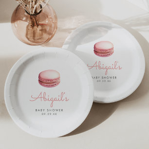 Assiettes En Carton Baby Shower Filles Macaron Rose Aquarelle