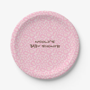 Assiettes En Carton Baby Shower Filles Rose Safari Guépard Léopard