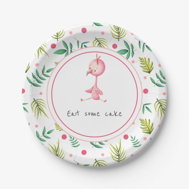 Assiettes En Carton Baby shower Flamant rose (Devant)