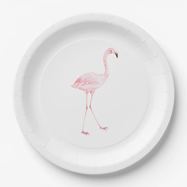 Assiettes En Carton Baby shower Flamant rose rose (Devant)