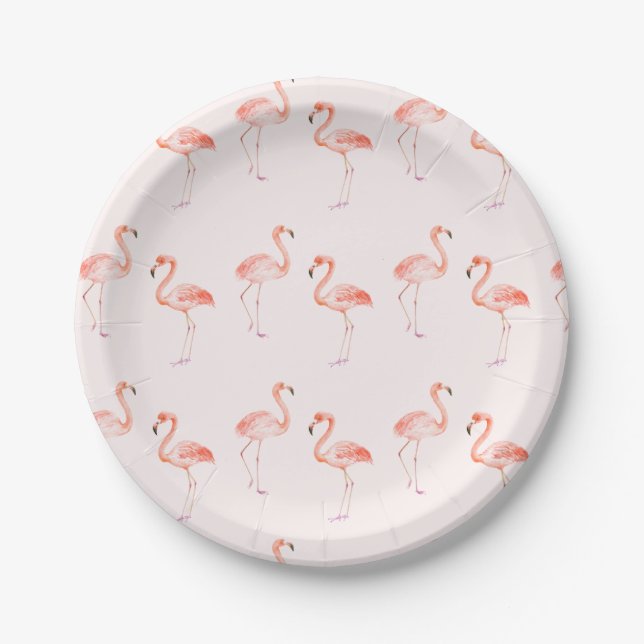 Assiettes En Carton Baby shower Flamants roses roses (Devant)