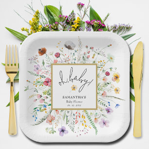 Assiettes En Carton Baby shower fleur sauvage
