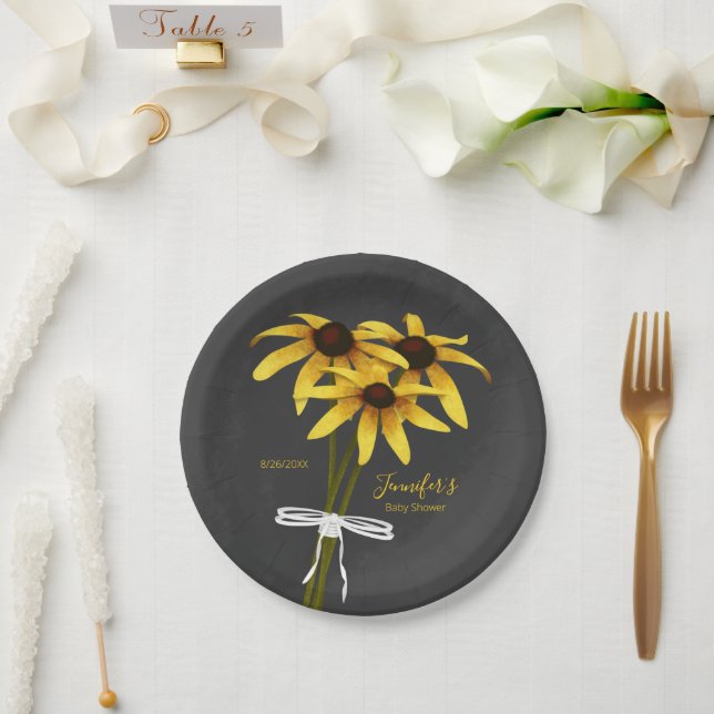 Assiettes En Carton baby shower fleur sauvage Black Eyed Susan (Mariage)