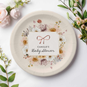Assiettes En Carton Baby shower fleur sauvage Boho