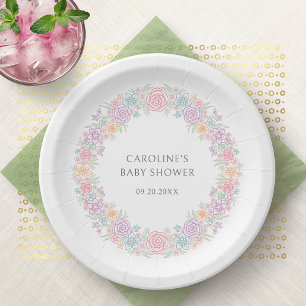 Assiettes En Carton Baby shower fleur sauvage Garden