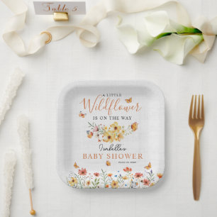 Assiettes En Carton Baby shower Fleur sauvage rustique petit Fleur sau