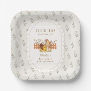 Assiettes En Carton Baby Shower Fleurie Cottagecore Poulet Vintage 