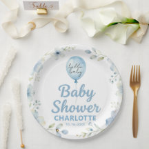 Baby Shower Fleuriste Garçon Ballon Aquarelle Bleu