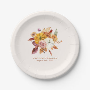 Assiettes En Carton Baby Shower Fleurs d'automne et citrouilles