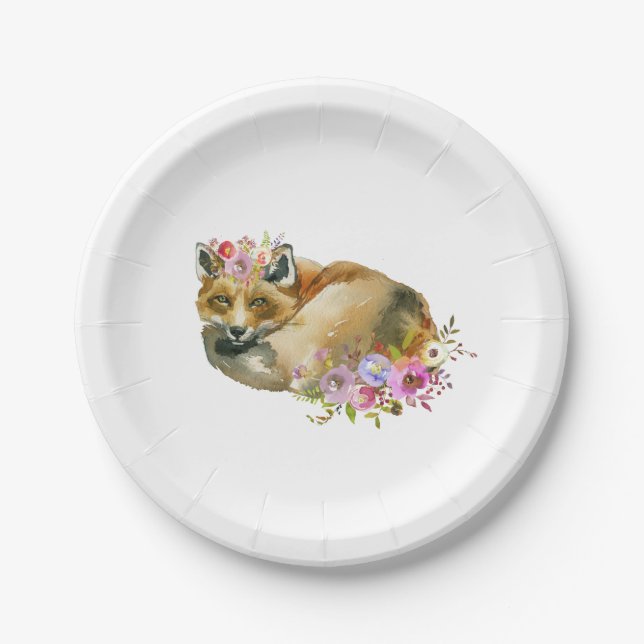 Assiettes En Carton Baby shower Flora Fox Pup (Devant)