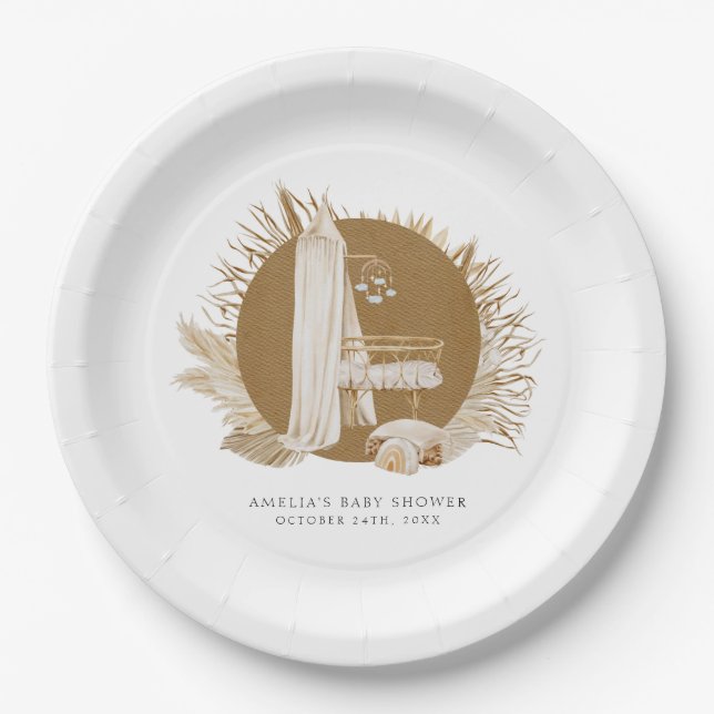 Assiettes En Carton Baby Shower Floral Boho (Devant)