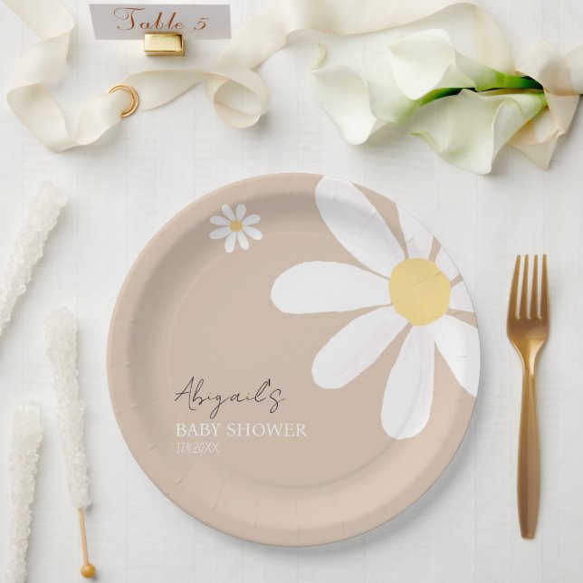 Assiettes En Carton Baby shower Floral Boho Daisy (Mariage)