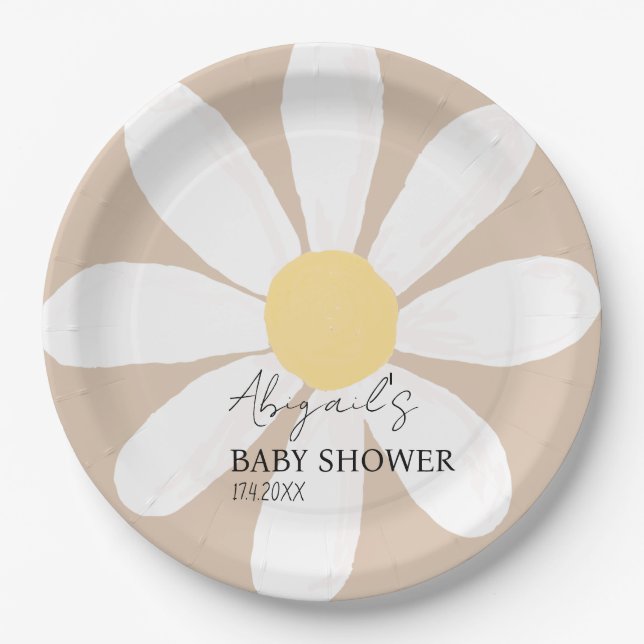Assiettes En Carton Baby shower Floral Boho Daisy (Devant)