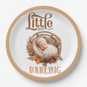 Assiettes En Carton Baby shower Floral Boho rustique
