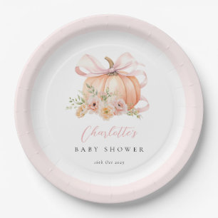 Assiettes En Carton Baby shower Floral Citrouille Bow