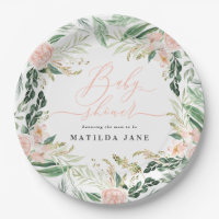 Baby shower floral d'aquarelle rose vif