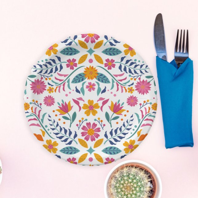 Assiettes En Carton Baby shower floral Fiesta coloré (Créateur téléchargé)
