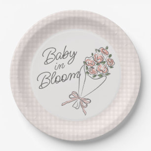 Assiettes En Carton Baby shower Floral Fleur Rose