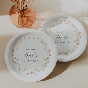 Assiettes En Carton Baby shower Floral fleur sauvage Boho